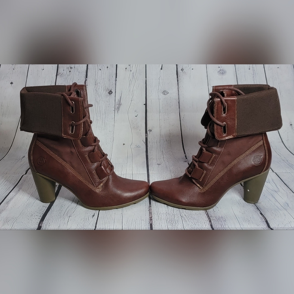Timberland Women's Fold Down Heeled Lace Up Boot (9)